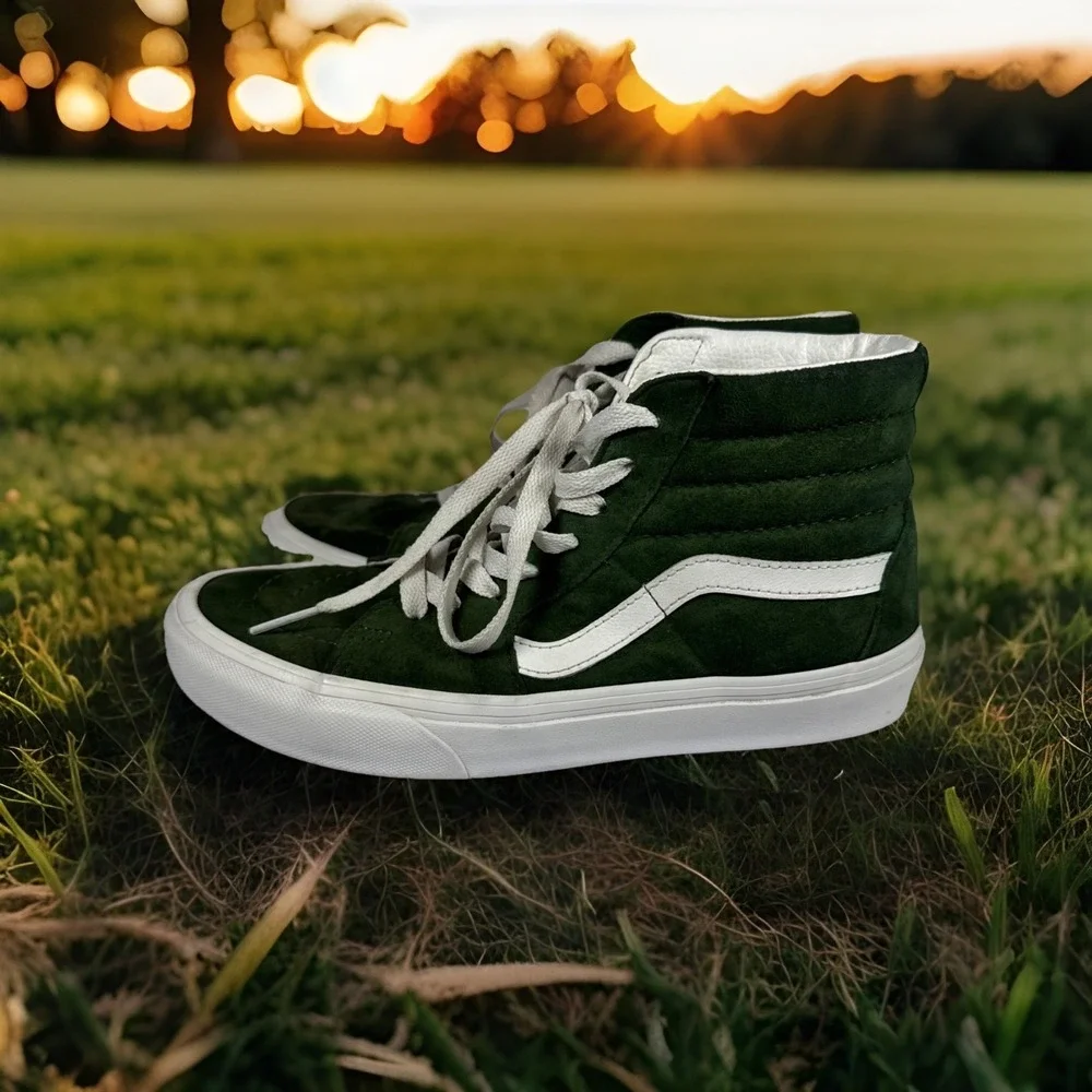Vans Off The Wall Sk8-Hi HEIQ Eco Dry Green Suede Shoe Men Size 5.5 Women 7 0174